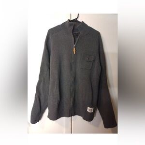 Banana Republic Sweater Mens XL Grey Full Zip Knit Mock Neck Cotton Heavy Weight
